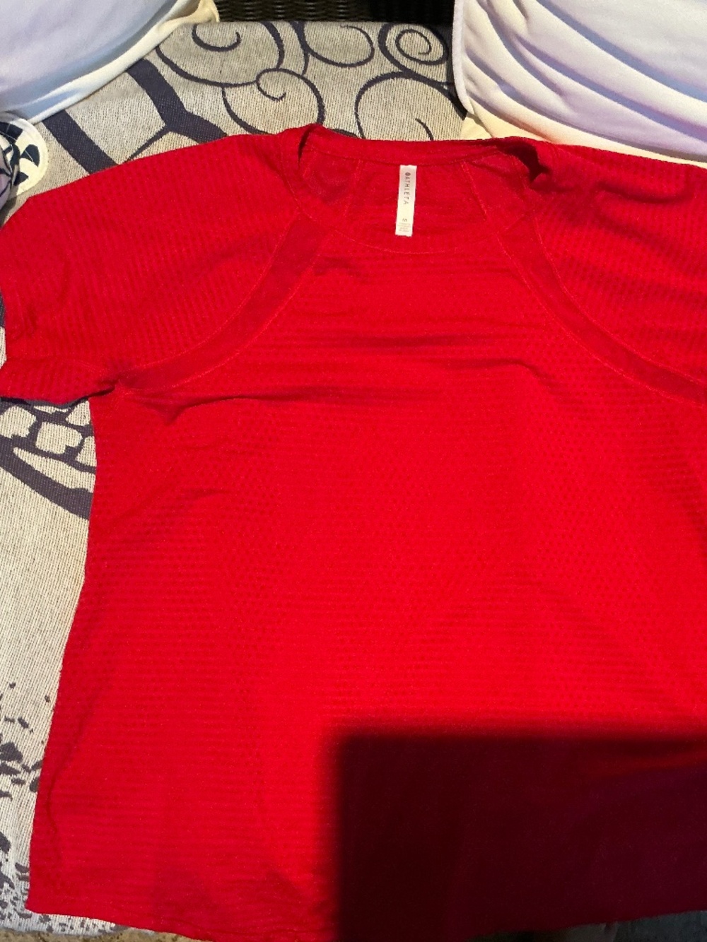 Athleta Red Short Sleeve Tee Textured Design Medium